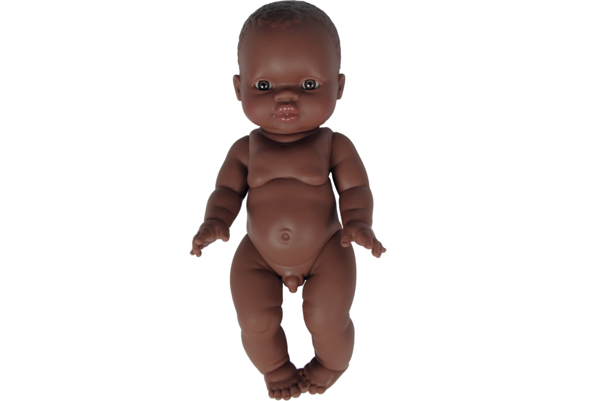 Pop jongen Afrikaans zonder haar, 30 cm, Les Pluminis
