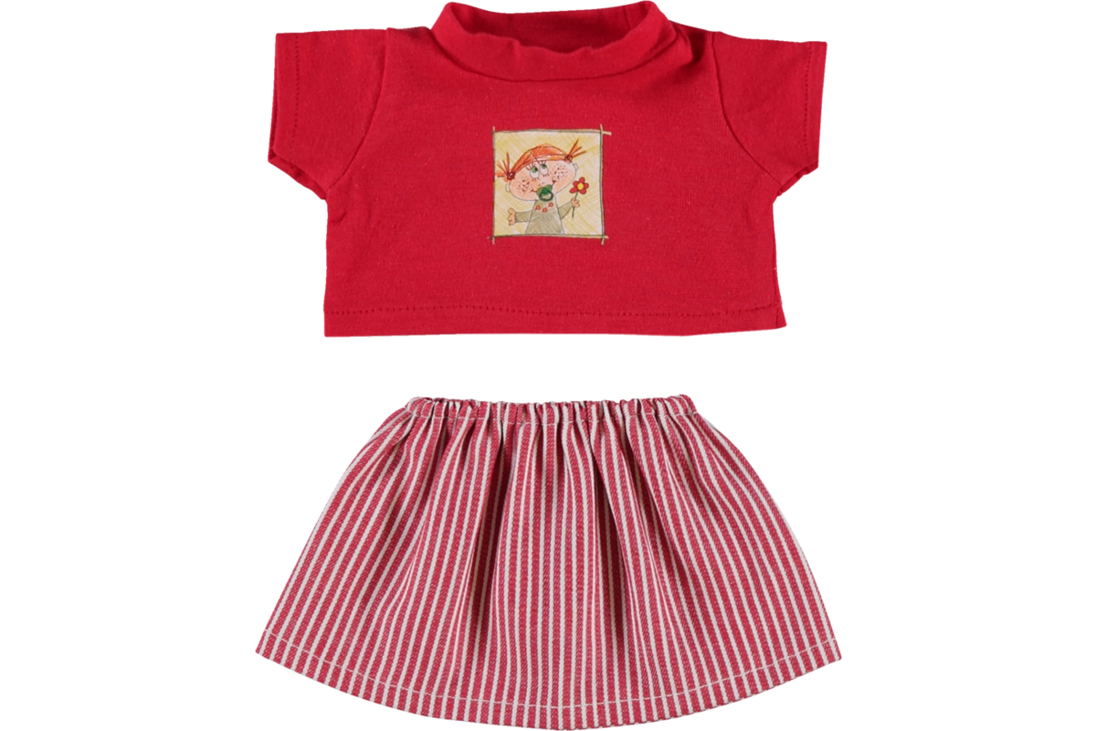 Poppenkleertjes jurkje en shirt rood 30 cm