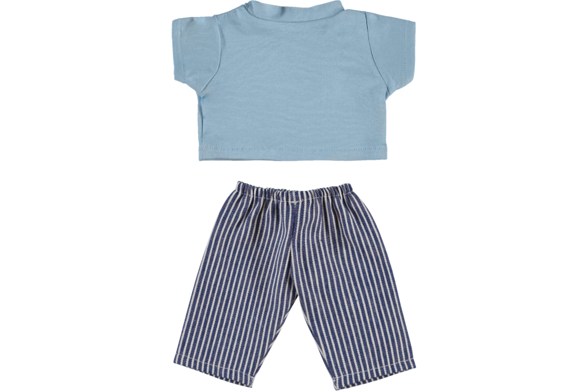 Poppenkleertjes broekje en shirt blauw 30 cm