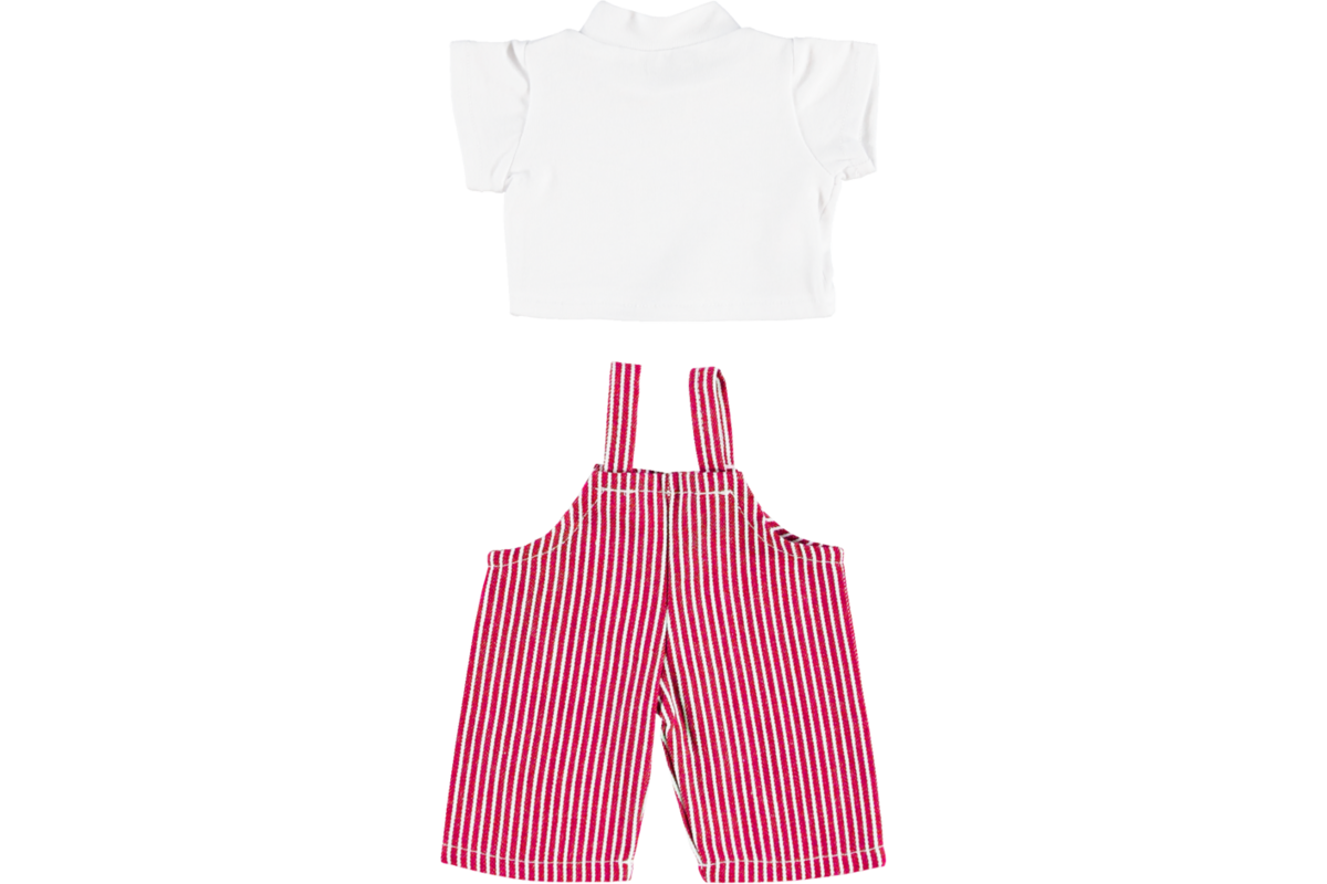 Poppenkleertjes tuinbroek rood met shirt 40 cm
