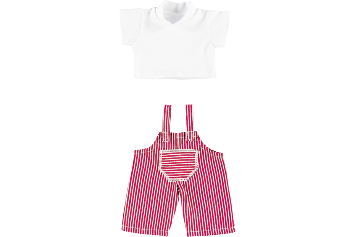 Poppenkleertjes tuinbroek rood met shirt 40 cm