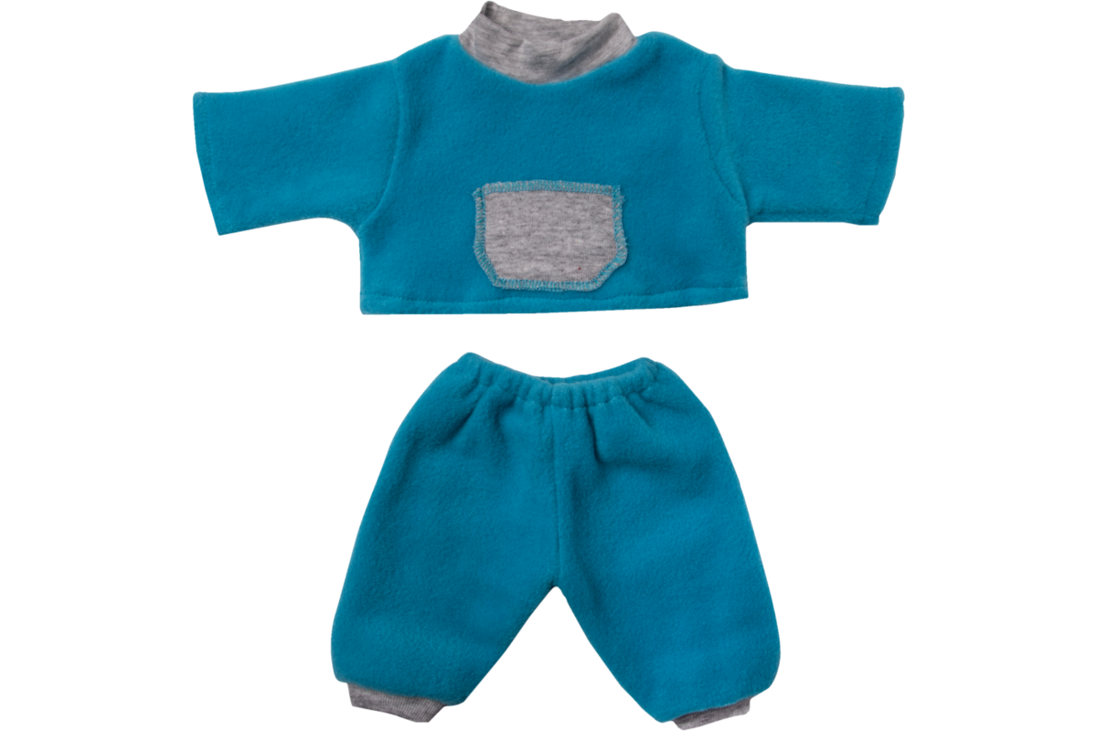 Poppenkleertjes blauw pakje, 45 cm