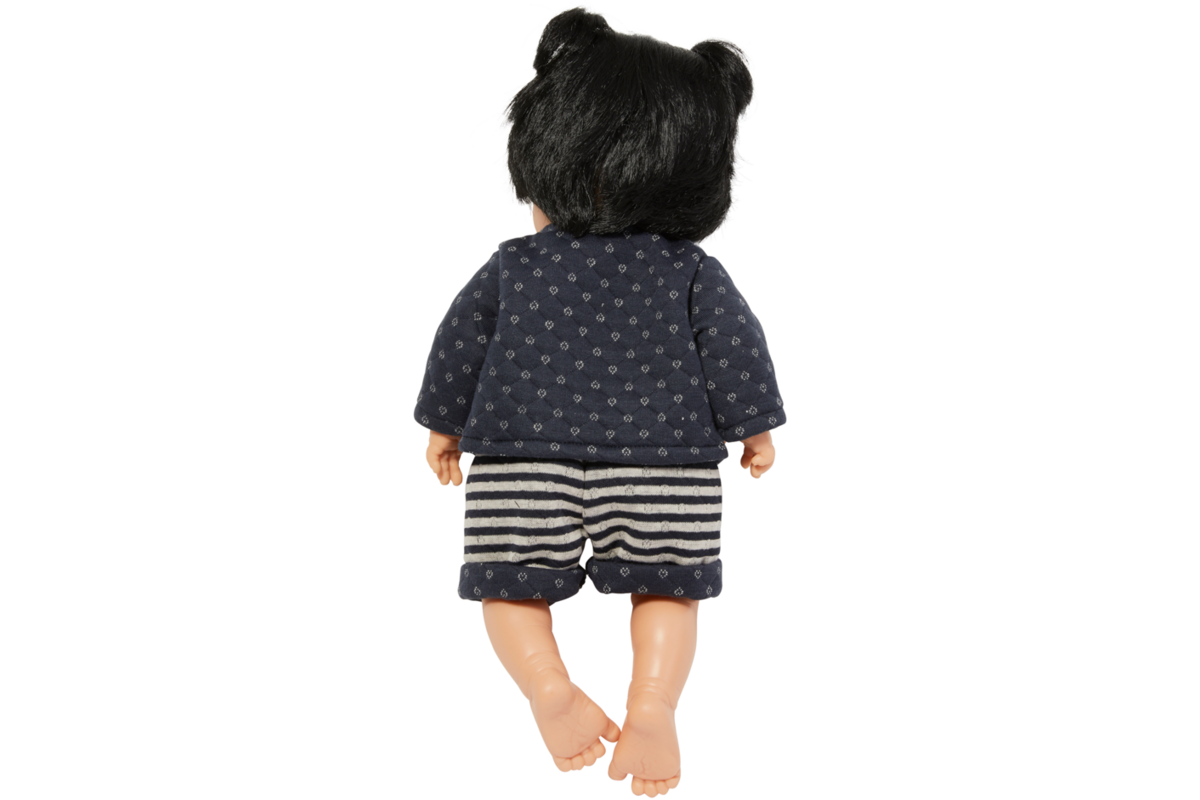 Pop meisje Aziatisch met haar en kleding, 40 cm, Les Pluminis