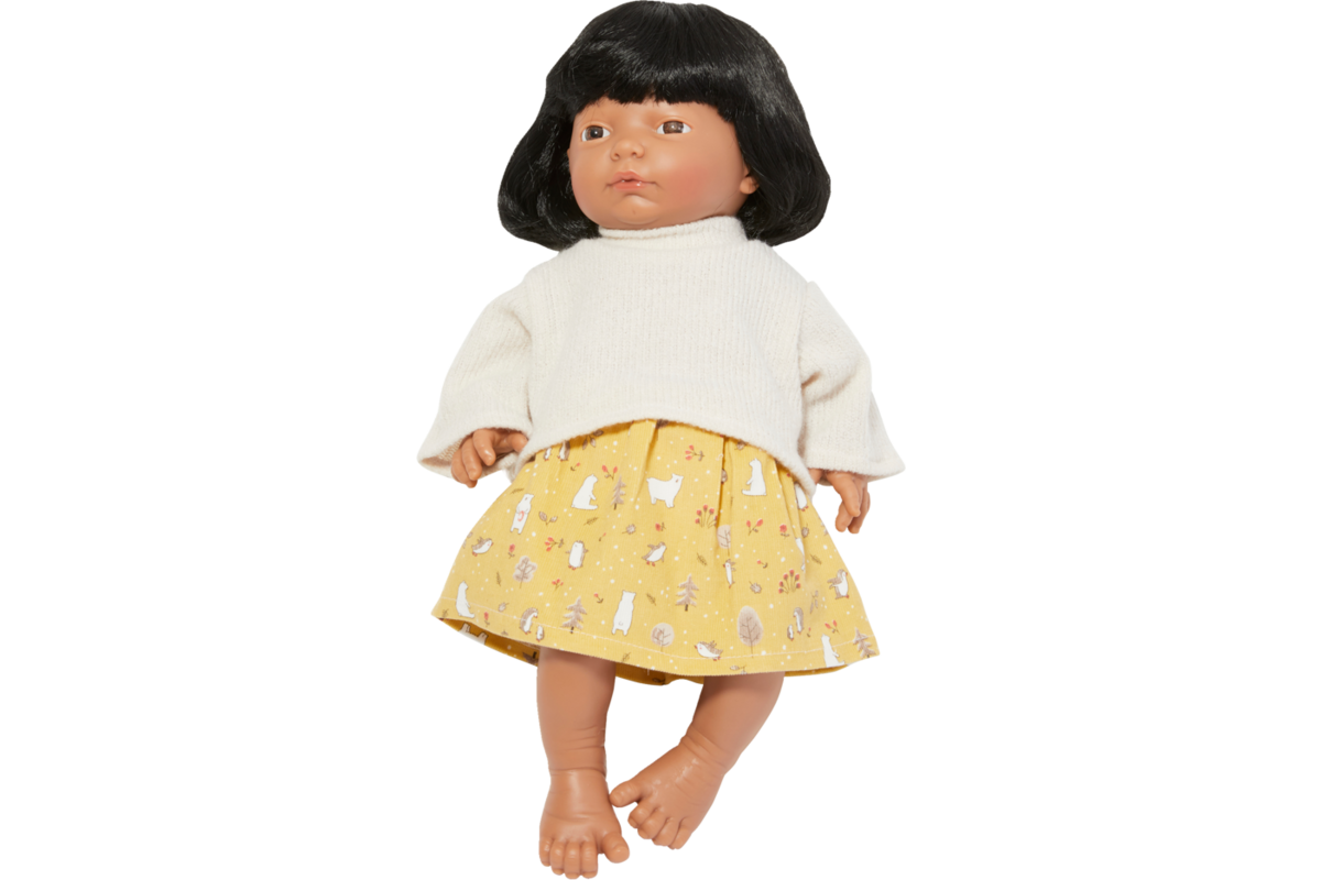 Pop meisje Oriëntaal met haar en kleding, 40 cm, Les Pluminis