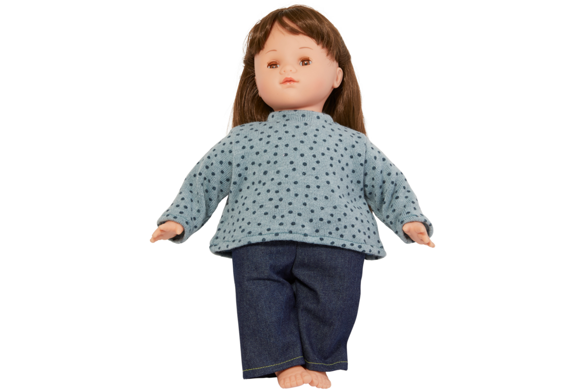 Pop zacht Europees met haar en kleding, 45 cm, Les Pluminis