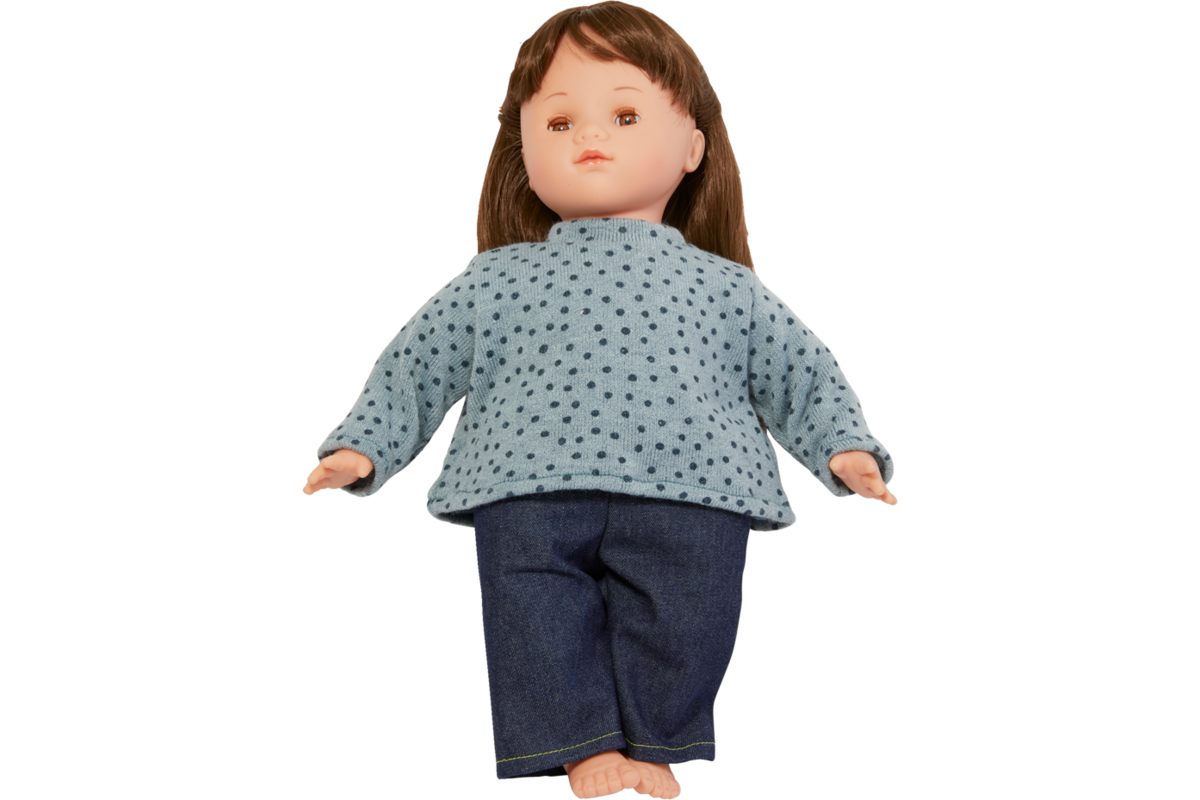 Pop zacht Europees met haar en kleding, 45 cm, Les Pluminis