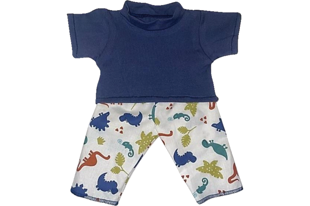 Poppenkleertjes broek dino en T-sshirt donkerblauw, 40 cm