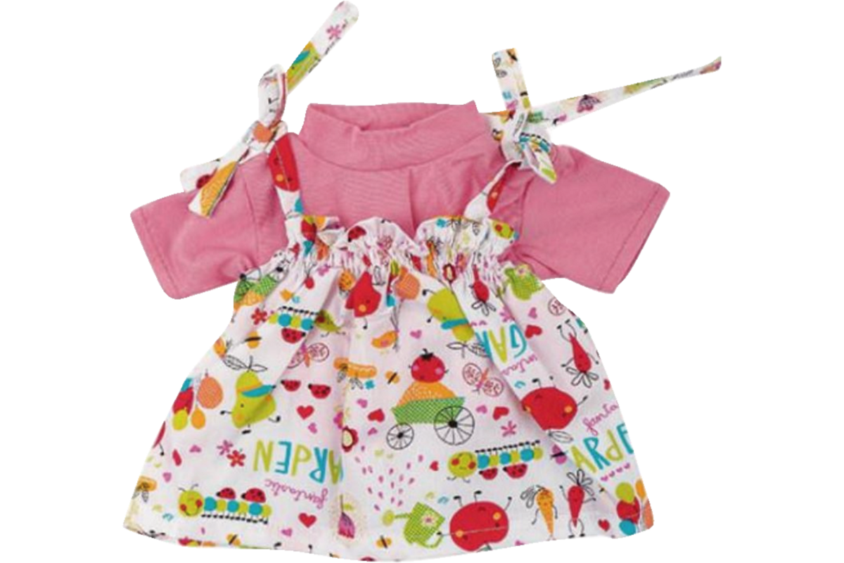 Poppenkleertjes Jurkje met opdruk en een roze t-shirt, 40 cm