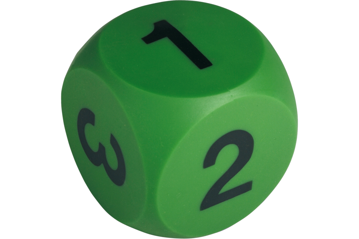 Dobbelsteen zacht 11 cm, groen cijfers