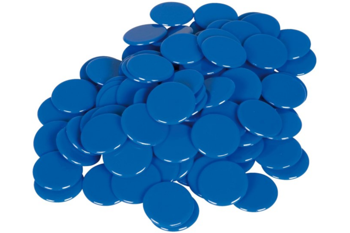 Rekenfiches blauw 25 mm, 100 stuks