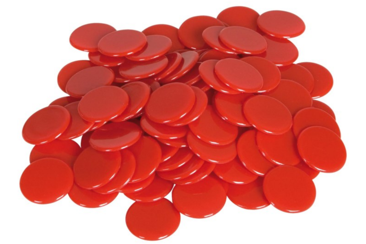 Rekenfiches rood  25 mm, 100 stuks