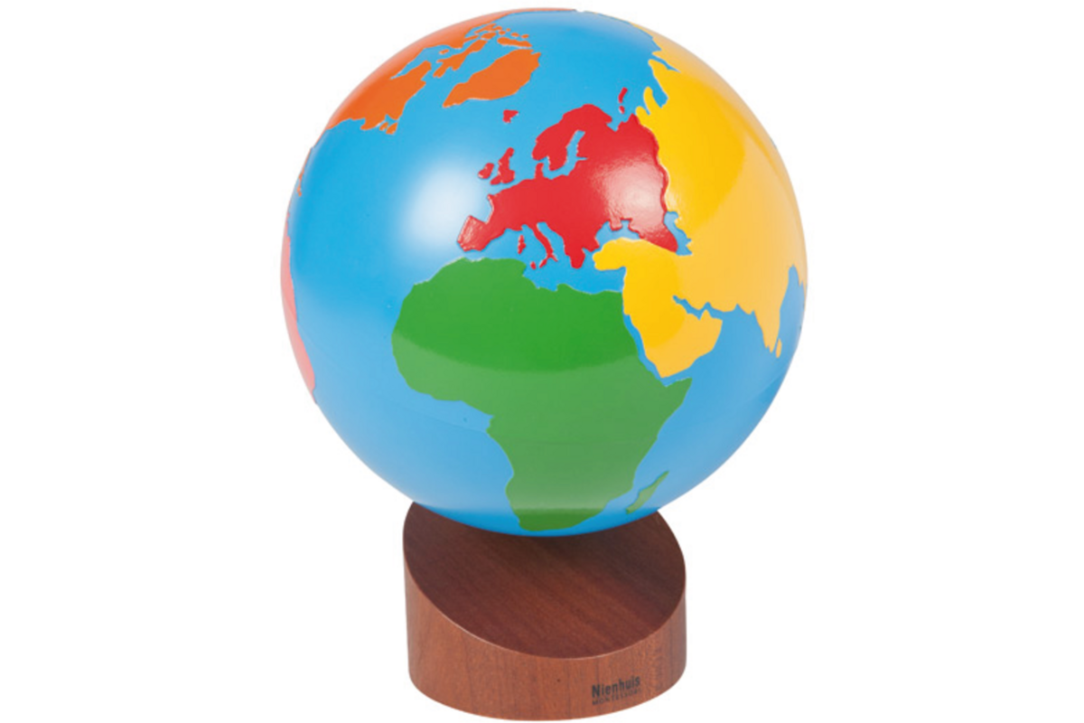 Globe werelddelen gekleurd