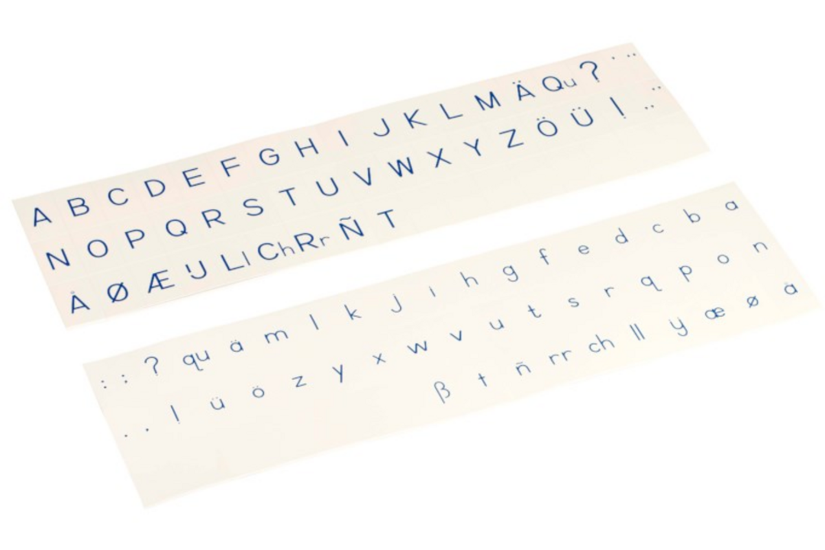 Stempelletters blokschrift blauw