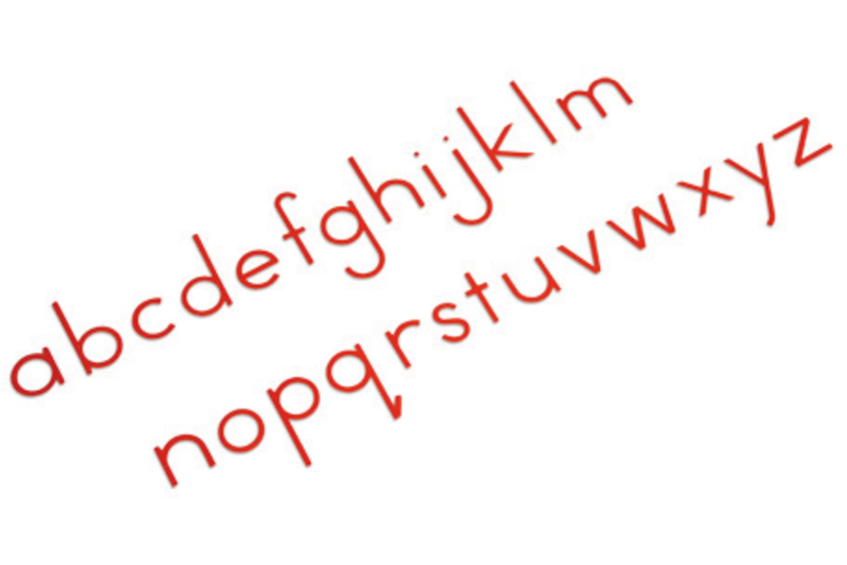 Kleine letters blokschrift rood