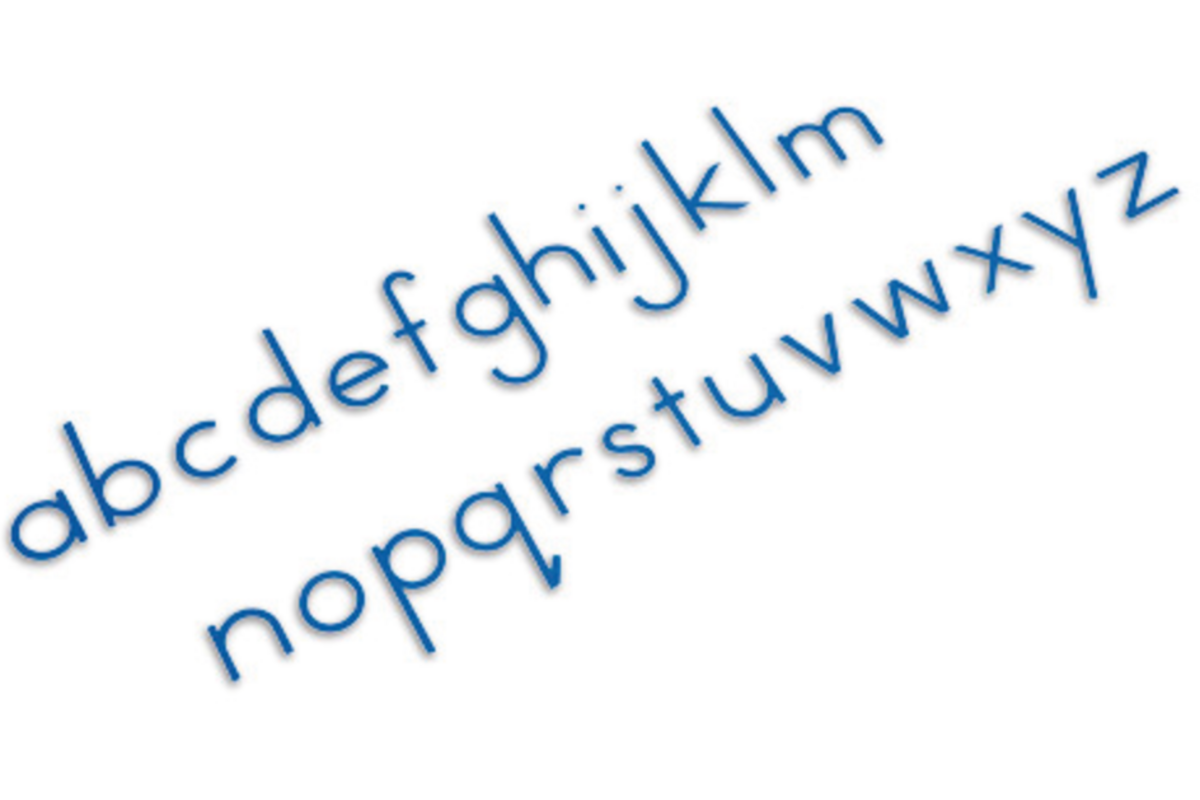 Kleine letters blokschrift blauw