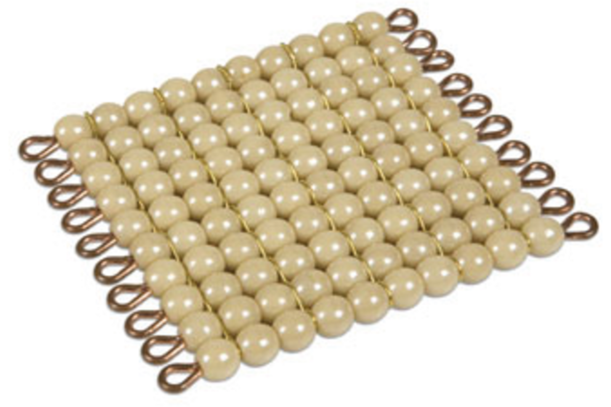 Gouden kwadraat, 10 x 10 kralen losse kralen glas