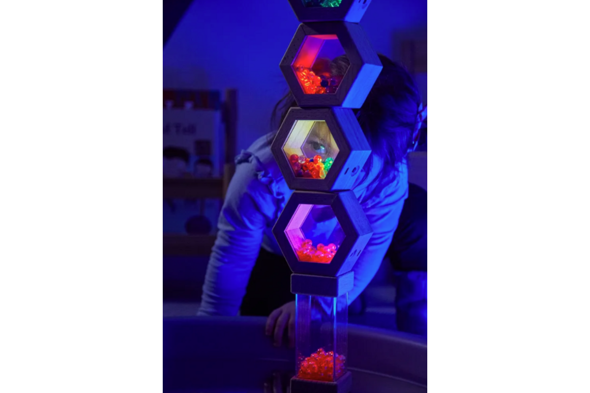 Lichtgevende houten geluidzeshoeken, 6 stuks