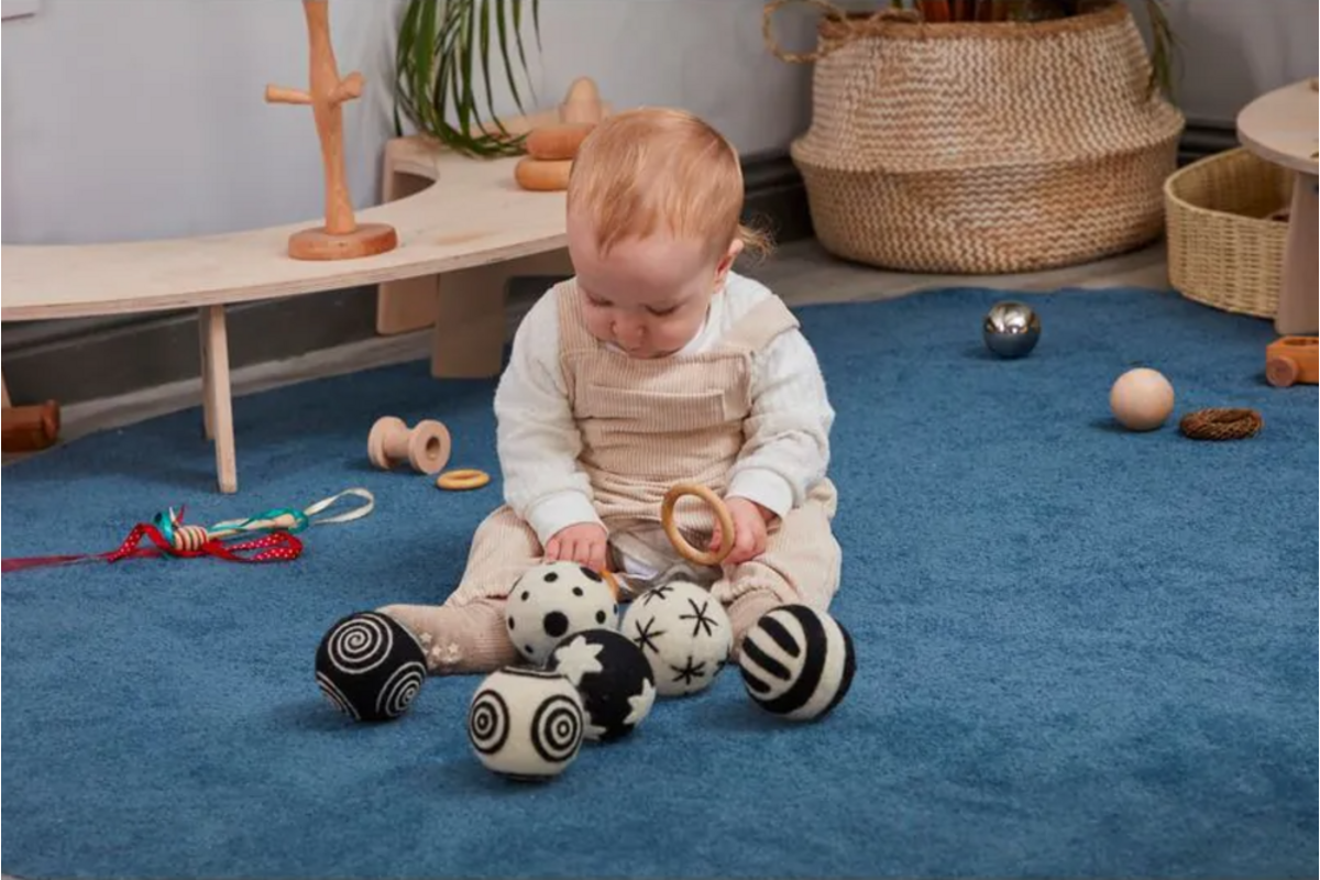 Baby Patroonballen Zwart & Wit, 6 stuks van vilt