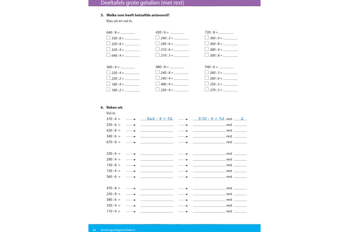 Kerndoeltrainer Vermenigvuldigen & Delen E (5 stuks)