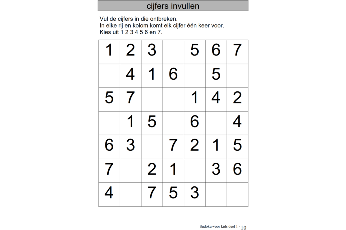 Sudoku voor Kids 1 groep 3 (5 stuks)