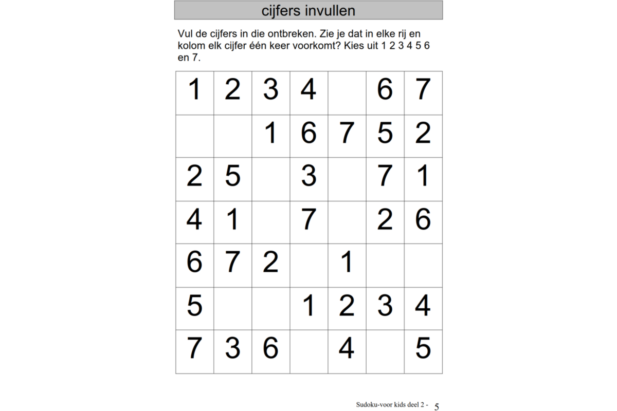 Sudoku voor Kids 2 groep 4