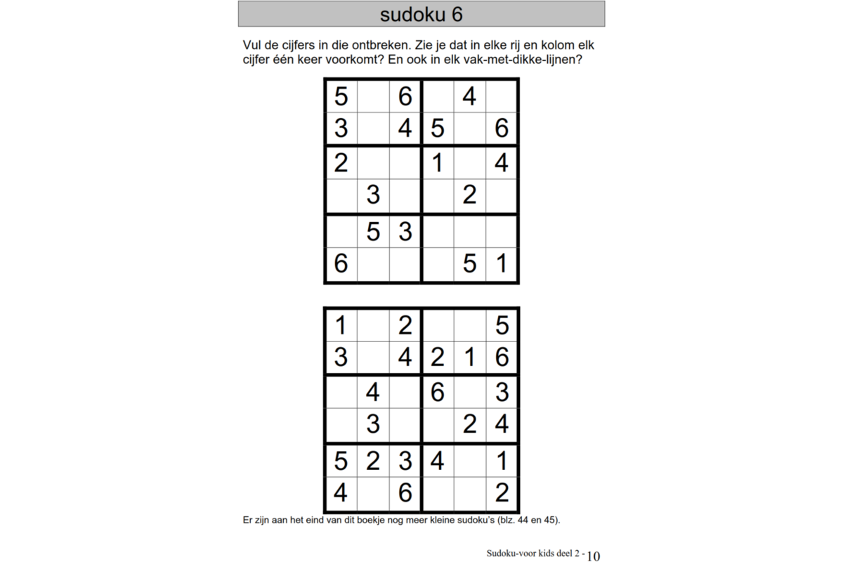 Sudoku voor Kids 2 groep 4
