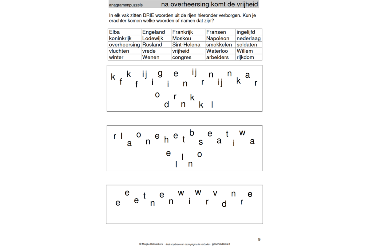 Geschiedenispuzzels groep 8 deel 3 (5 stuks)