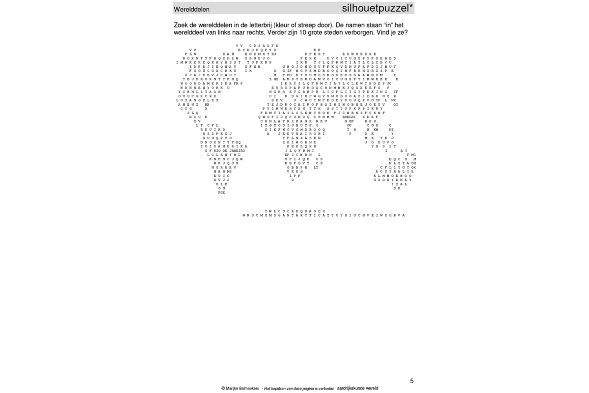 Aardrijkskundepuzzels groep 8 Wereld