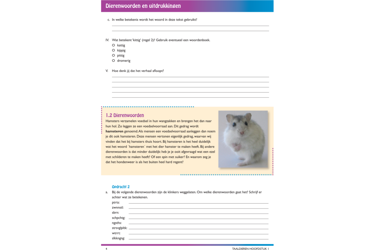 Taaldieren/dierenbundel werkgids