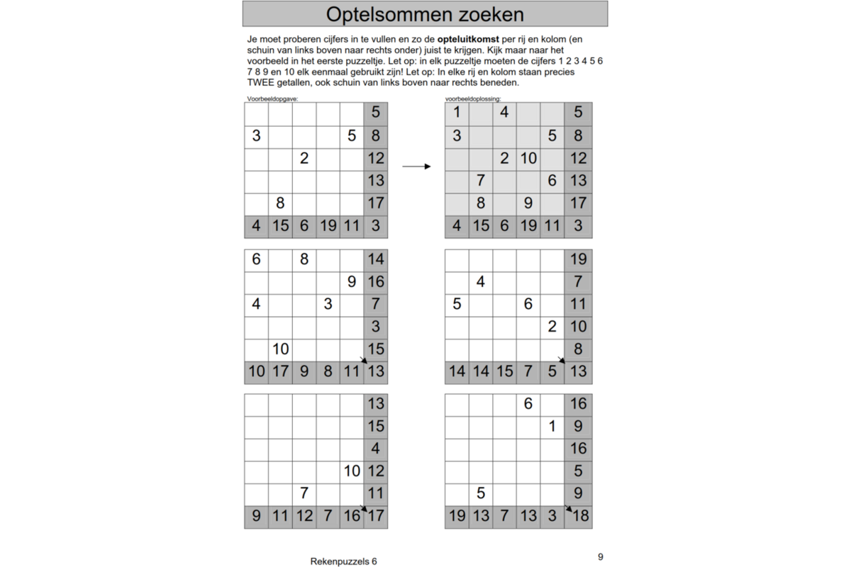 Rekenpuzzels 6 (5 stuks)