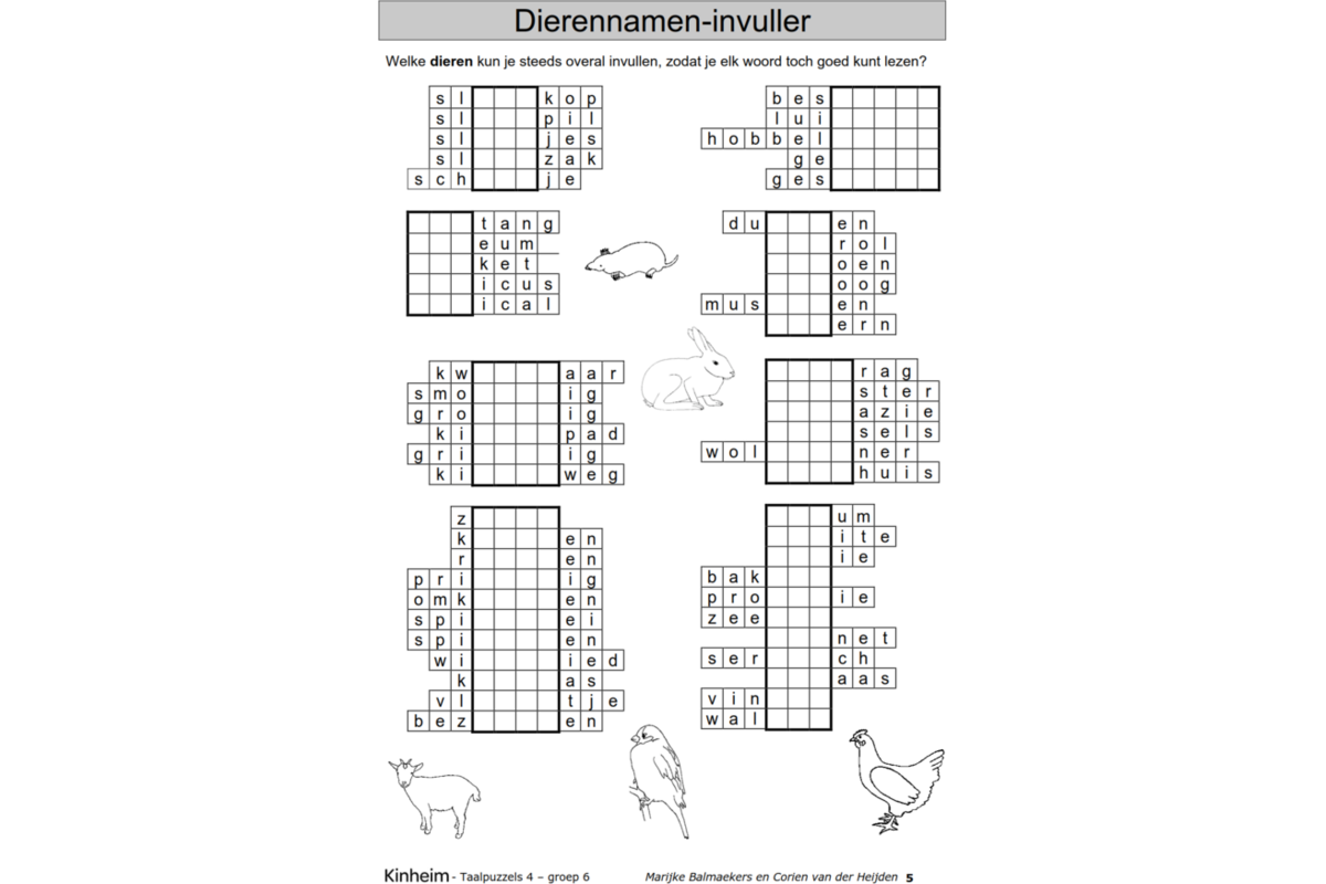 Taalpuzzels 4 groep 6 (5 stuks)
