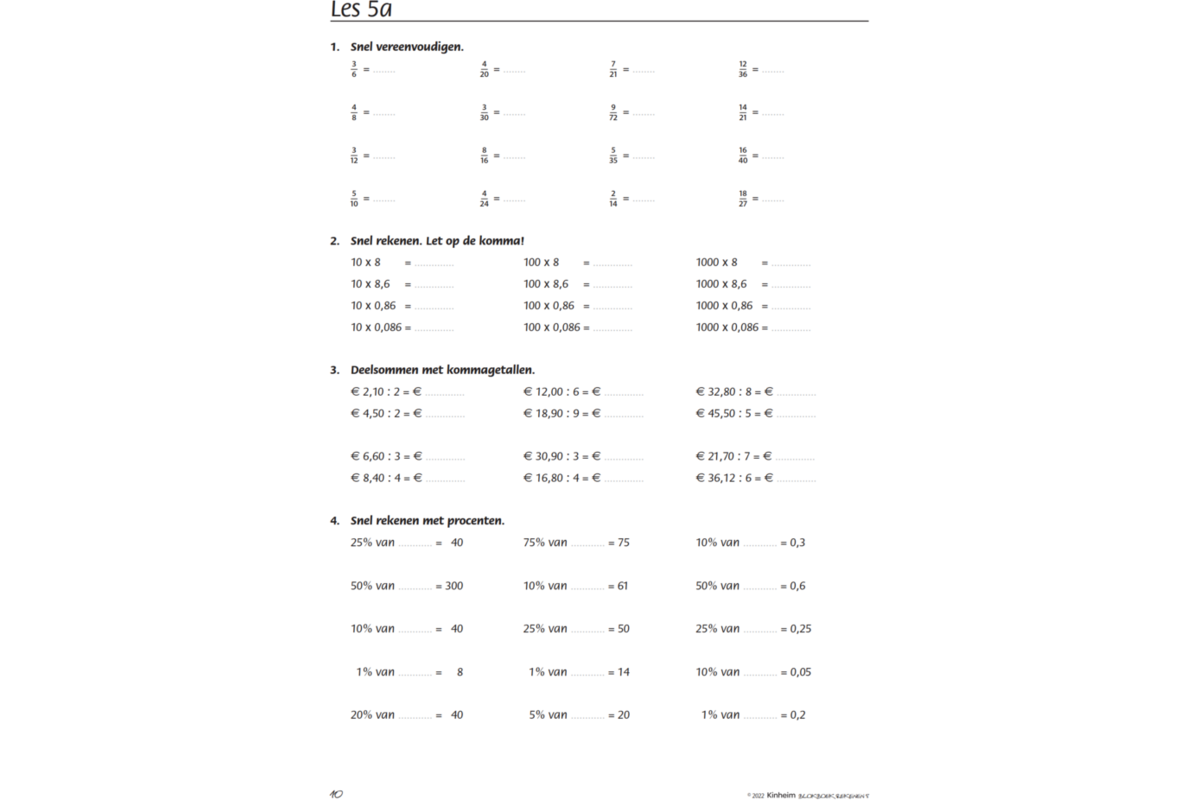 Blokboek rekenen groep 8 (5 stuks)
