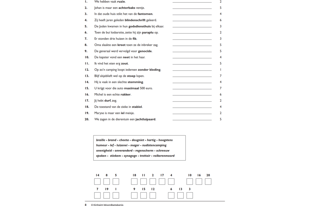 Woordbetekenis (5 stuks)