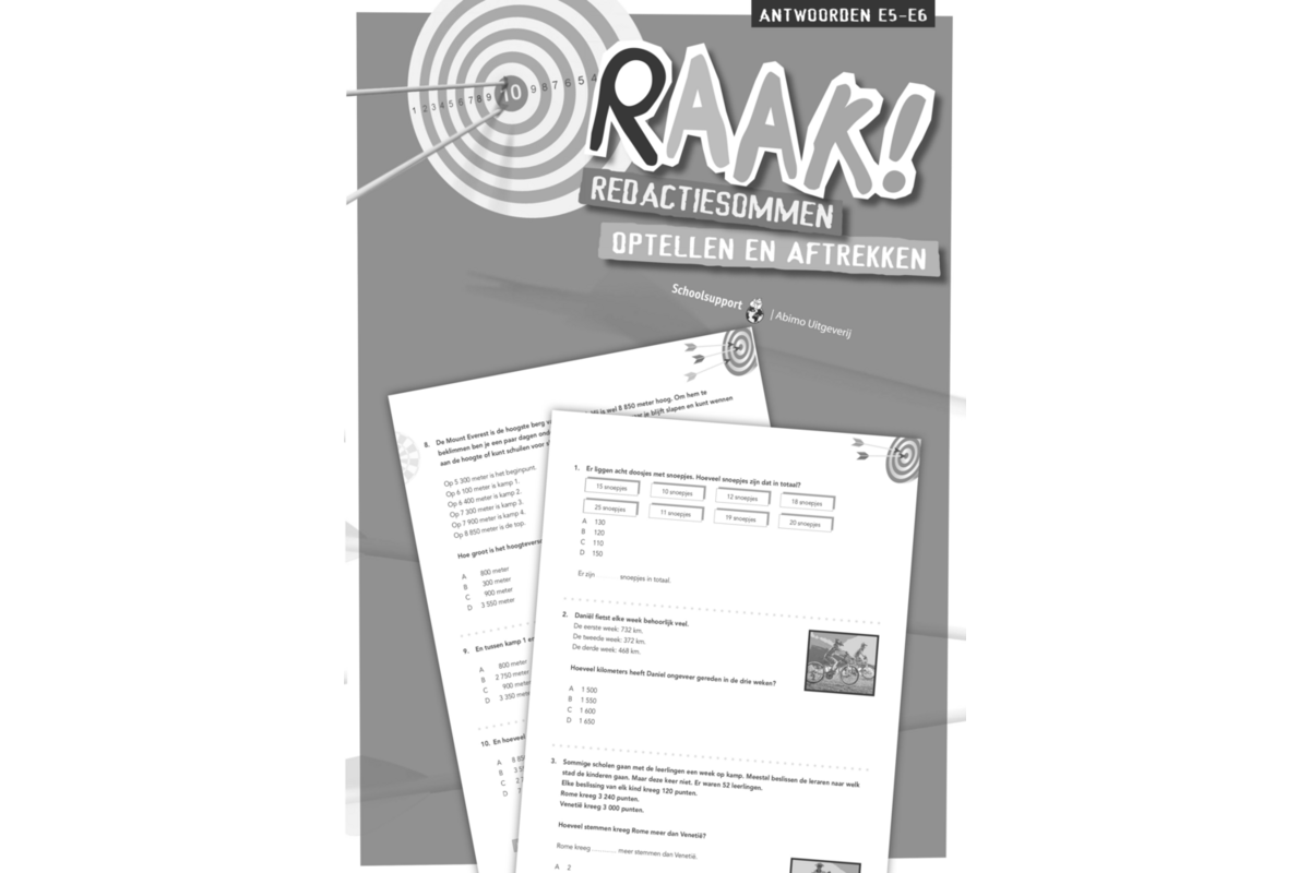 Raak! redactiesommen groep 5-6 antwoordenboek optellen/aftrekken