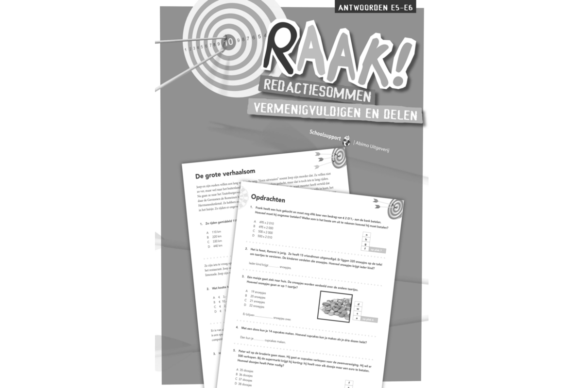 Raak! redactiesommen groep 5-6 antwoordenboek vermenigv./delen