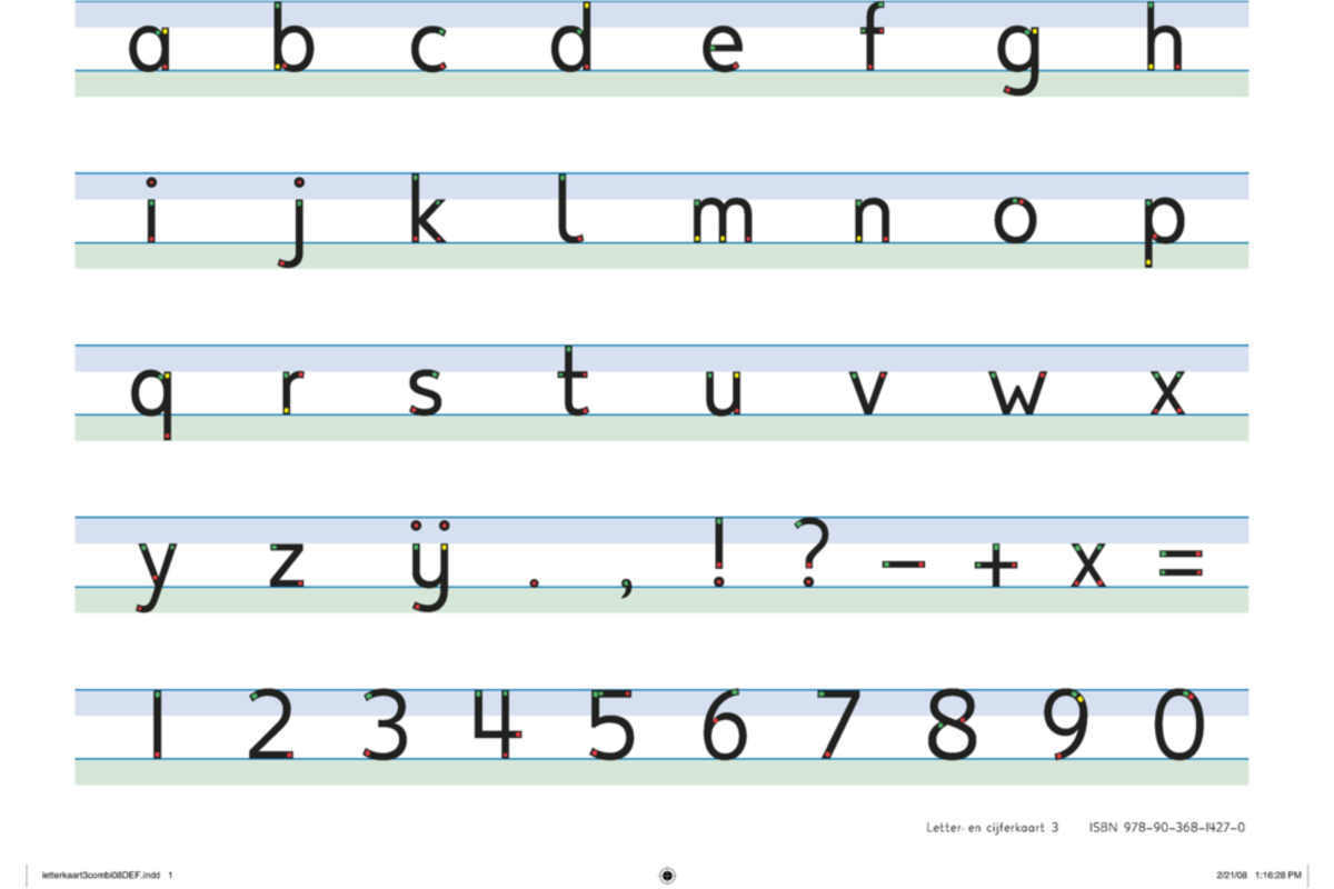 Schrijven leer je zo groep 3 letter- en cijferkaart (5 stuks)