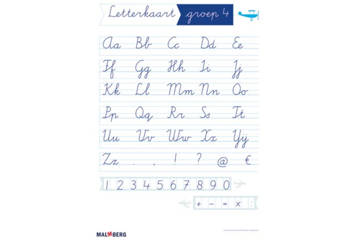 Klinkers klassikale letterkaart verbonden schrift groep 3 en 4