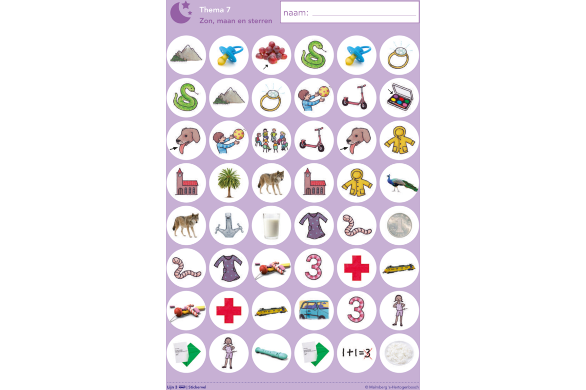 Lijn 3 stickervellen thema 7-12 (5 stuks)