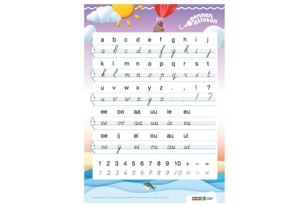 Pennenstreken 3 groep 3 letterkaart verbonden schrift (10 stuks)