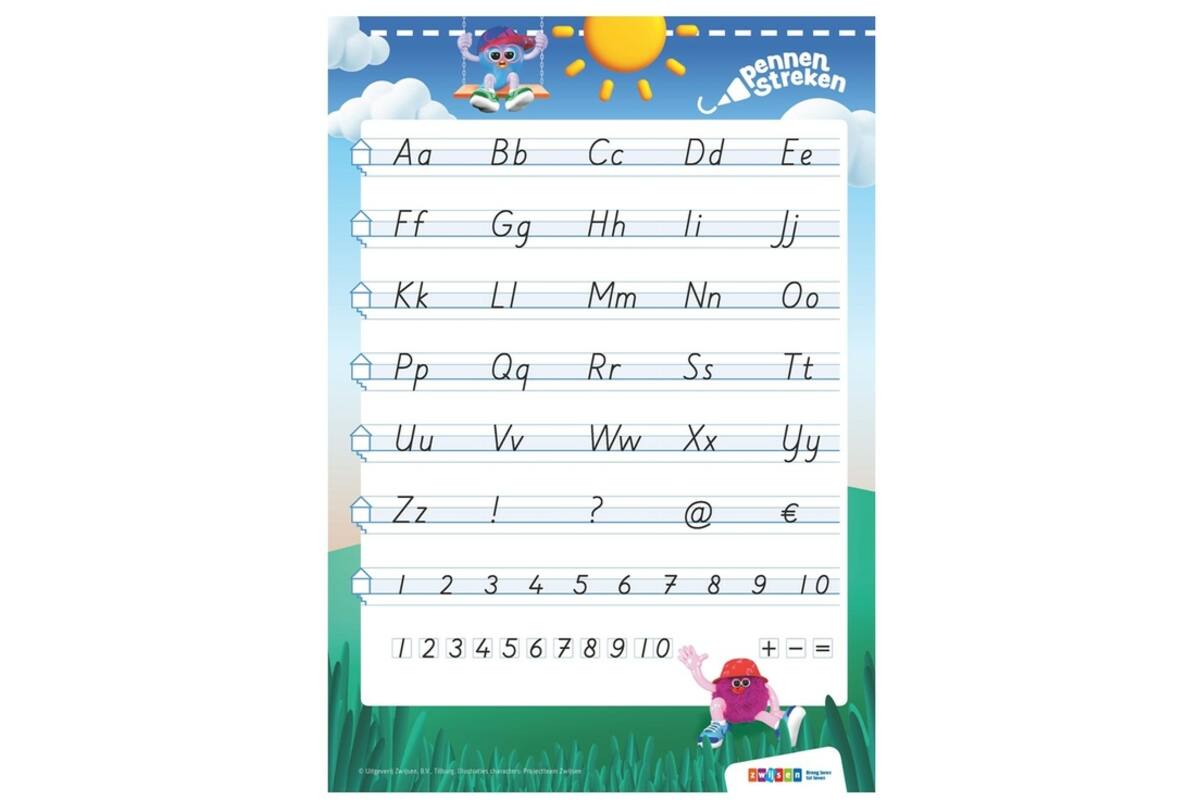 Pennenstreken 3 groep 4-6 letterkaart blokschrift (10 stuks)