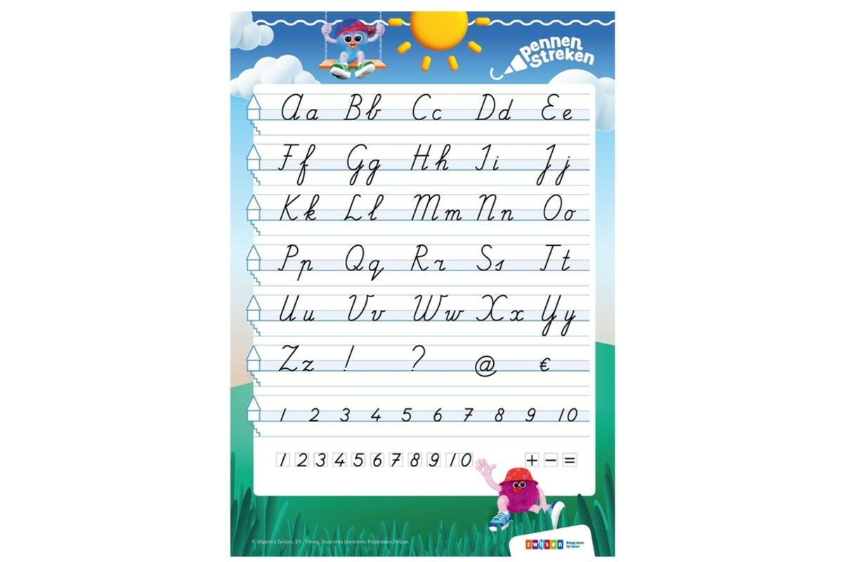 Pennenstreken 3 groep 4-6 letterkaart verbonden schrift (10 stuks)