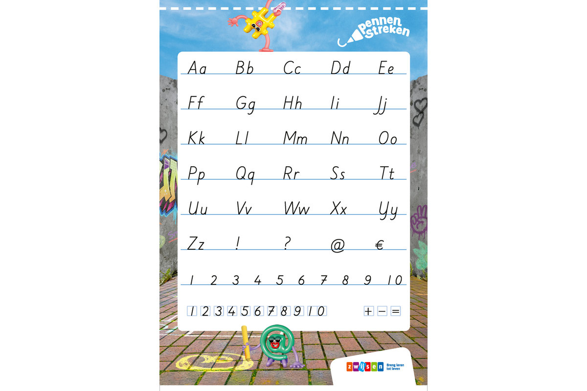 Pennenstreken 3 groep 7-8 letterkaarten blokschrift (10 stuks)