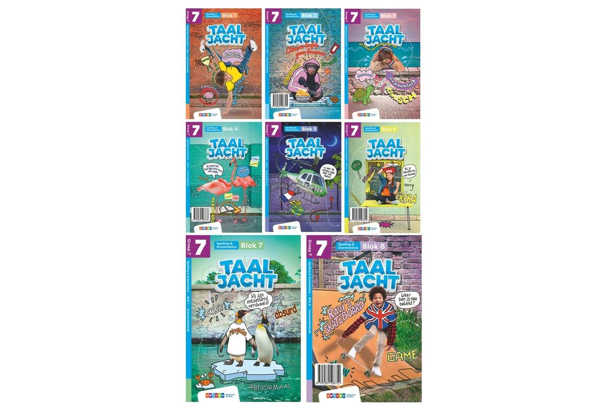 Taaljacht Spelling & grammatica groep 7 antwoordenboek blok 1-8