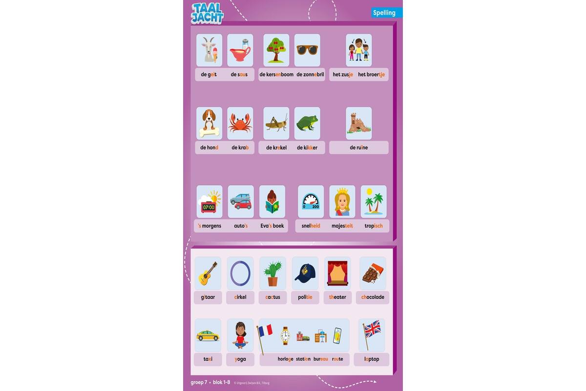Taaljacht Spelling & grammatica groep 7 categorieposter