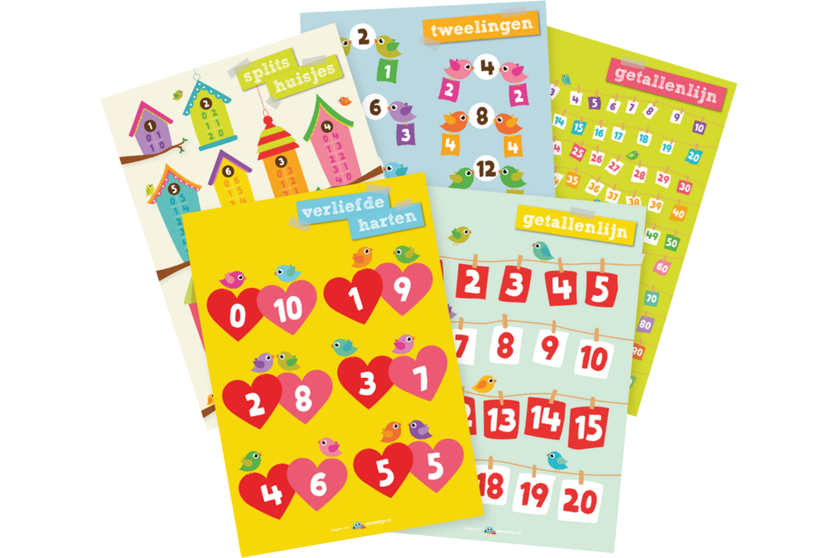 Educatieve posterset Rekenen onderbouw / middenbouw (5 stuks)