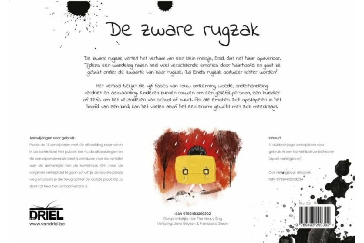 De zware rugzak Kamishibai vertelplaten