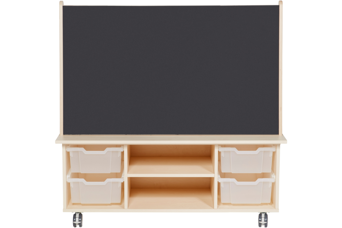 Bordenkar Ahorn 1x magnetisch whiteboard, 1x krijtbord