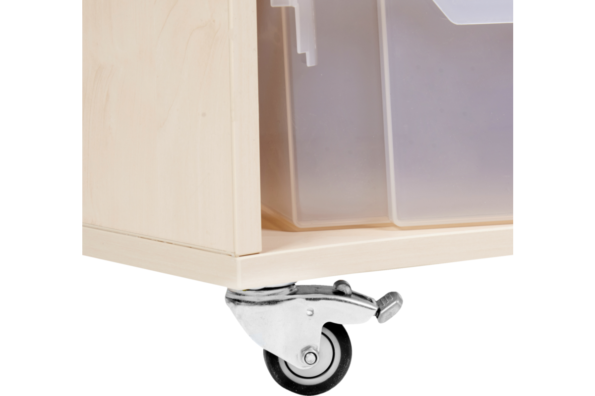 Peuterbank recht 172 x 43 x 30 cm incl wielen, 5 lades 15 cm hoog, ahorn