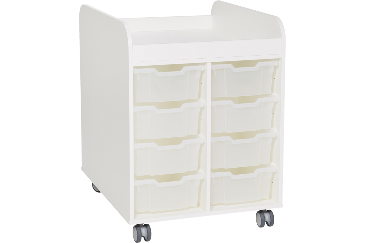 Steamkast hoog 94,7 x 89 x 70,6 cm, wit incl. wielen, excl. laden