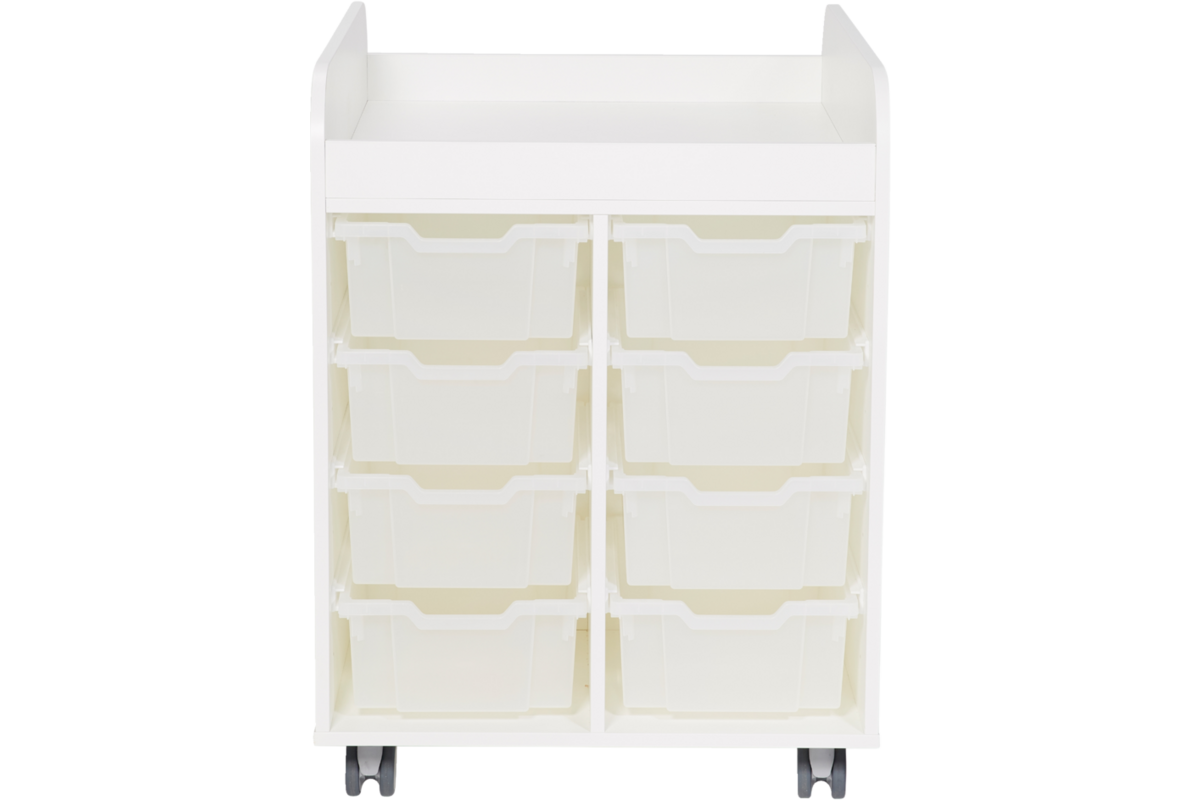 Steamkast laag  62,7 x 89 x 70,6 cm, wit incl. wielen, excl. laden